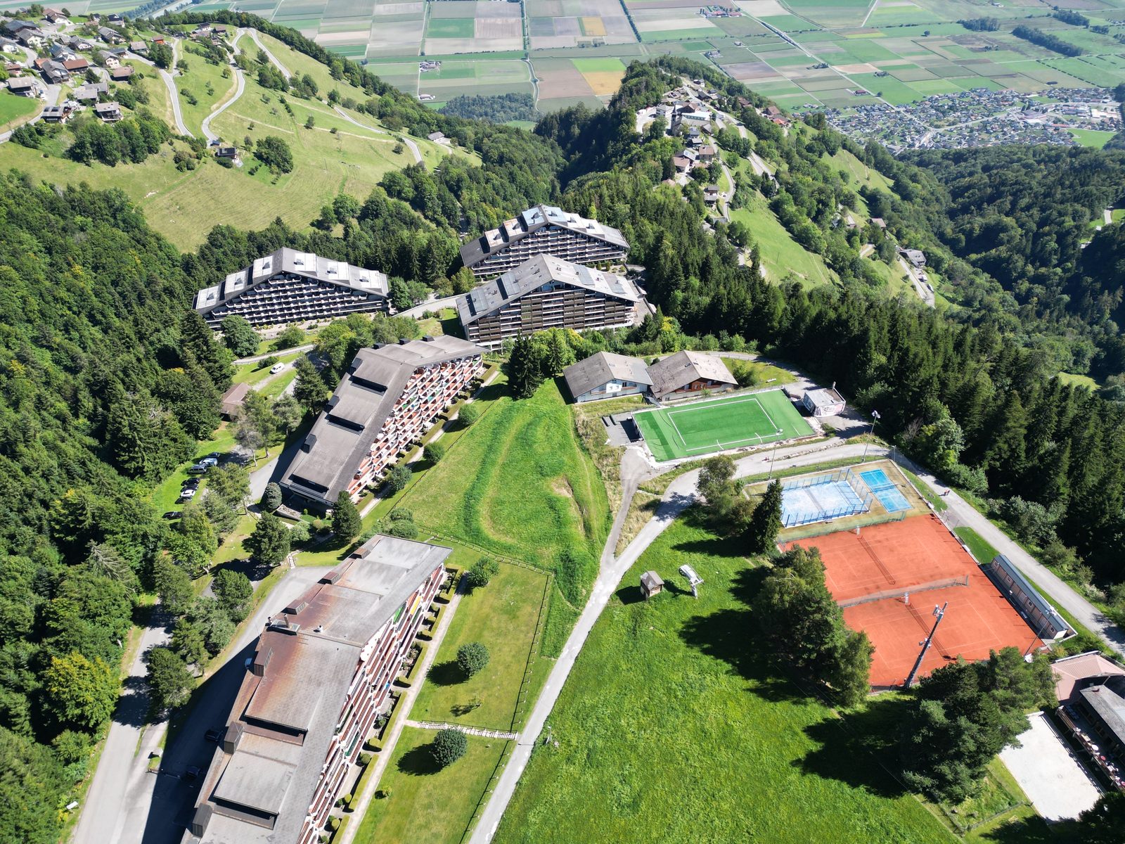 Les installations sportives de la station de Torgon vues du ciel